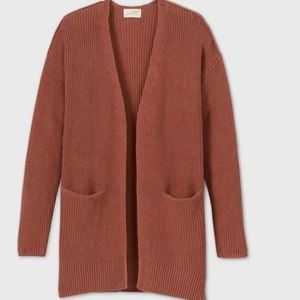 Universal threads rust open front knit chunky cardigan pockets Xsmall NEW